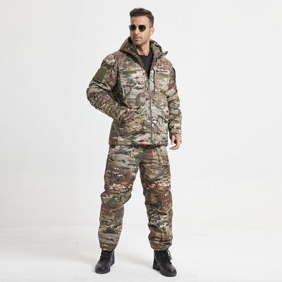 Polyestervezel winterjas met stand kraag solide kleuren camouflage rits sluiting